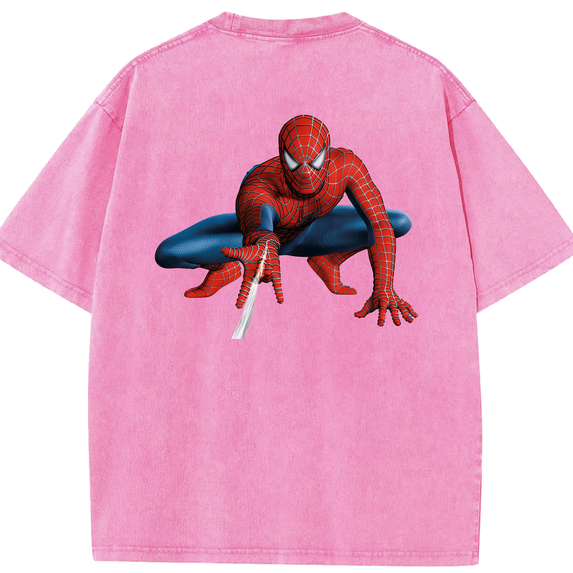 （画像用） Spider Man スパイダーマン 綿100% ヴィンテージ風 半袖Tシャツ（背面プリント）